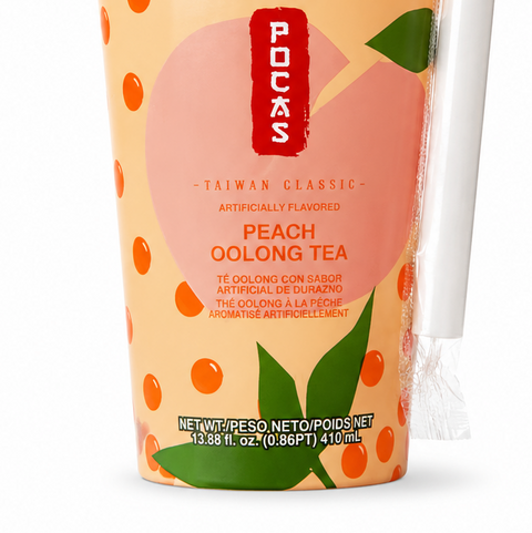 POCAS POPPING BOBA PEACH OOLONG TEA – 13.88 OZ