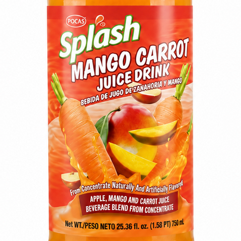 POCAS SPLASH MANGO CARROT JUICE DRINK – 25.36 OZ