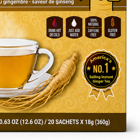 POCAS INSTANT HONEY GINGER TEA – GINSENG FLAVOR – 20 SACHETS