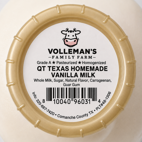 VOLLEMAN’S A2A2 TEXAS HOMEMADE VANILLA MILK – 32 OZ