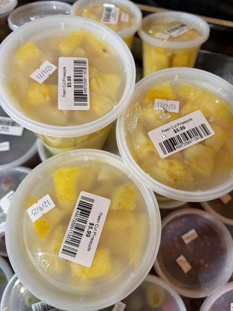 Fresh Pineapple Slices in a Cup