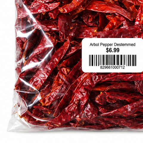 DRIED DESTEMMED CHILE DE ÁRBOL-1LB
