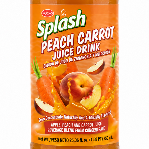 POCAS SPLASH PEACH CARROT JUICE DRINK – 25.36 OZ