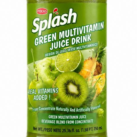 POCAS SPLASH GREEN MULTIVITAMIN JUICE DRINK – 25.36 OZ